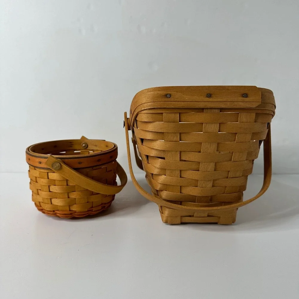 Vtg Longaberger Baskets Medium Vegetable 1991 Little Pumpkin 1997 Single Divider